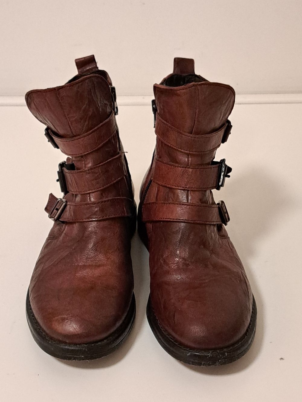 Sundance Brown Leather Ankle Boots with Buckle Straps  Misses Size 5.5